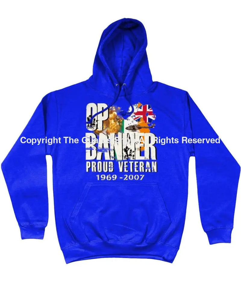 Op Banner Proud Veteran Front Printed Hoodie Xs - 34 Inch Chest / Royal Blue Hoodie (Armed Forces)