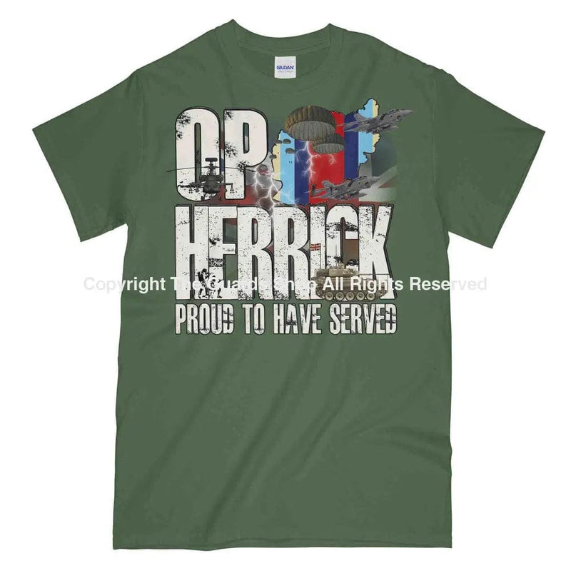 Op Herrick Afghanistan War Veteran Printed T-Shirt Small 34/36’ / Military Green