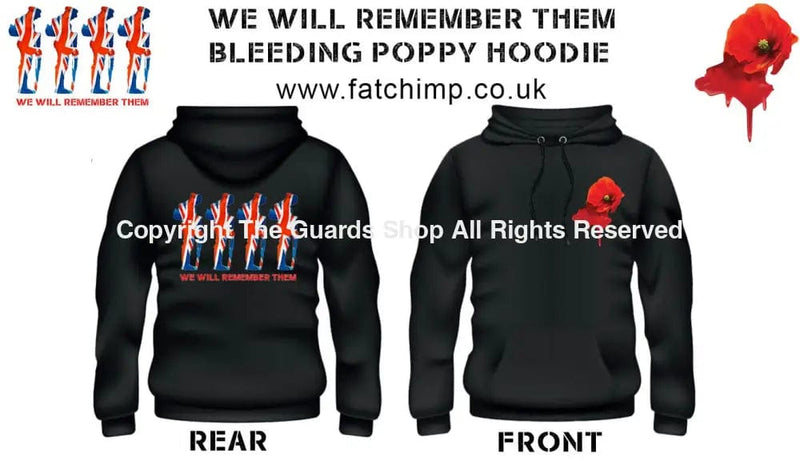 BLEEDING POPPY WE WILL REMEMBER THEM DOUBLE SIDE PRINTED HOODIE