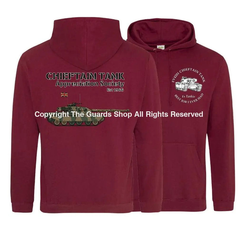 Chieftain Tank ’Best Job I Ever Had’ Double Side Printed Hoodie Xs - 34 Inch Chest / Burgundy