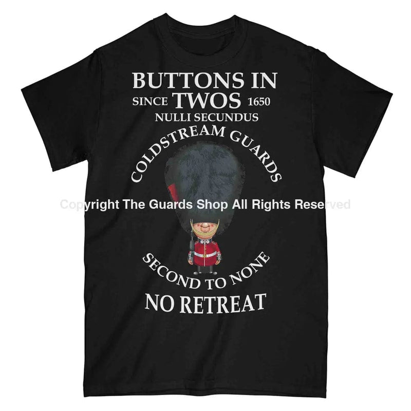 COLDSTREAM GUARDS BUTTONS IN TWO'S Military Printed T-Shirt