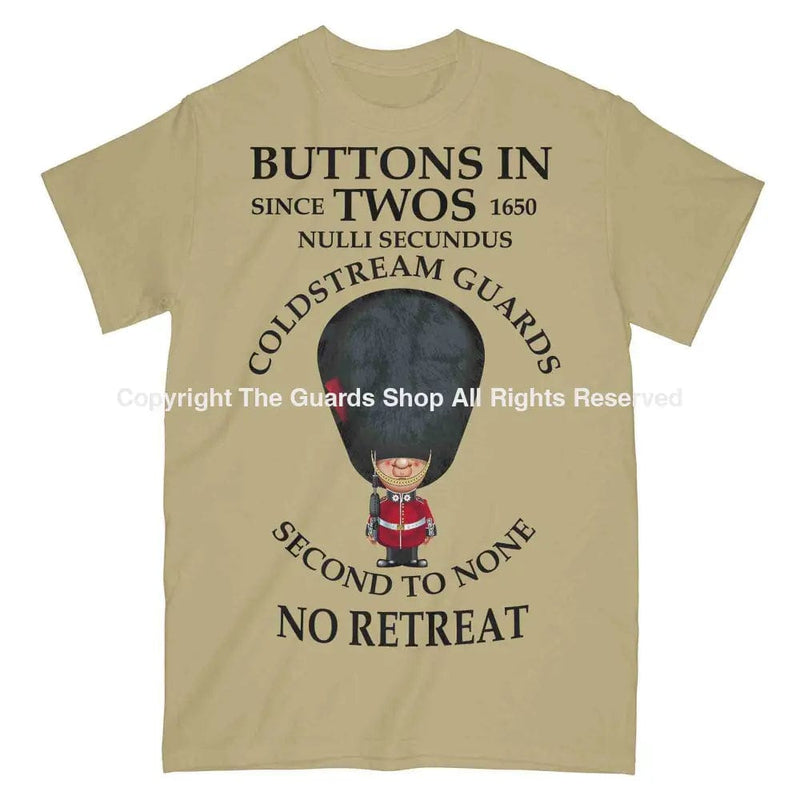 COLDSTREAM GUARDS BUTTONS IN TWO'S Military Printed T-Shirt