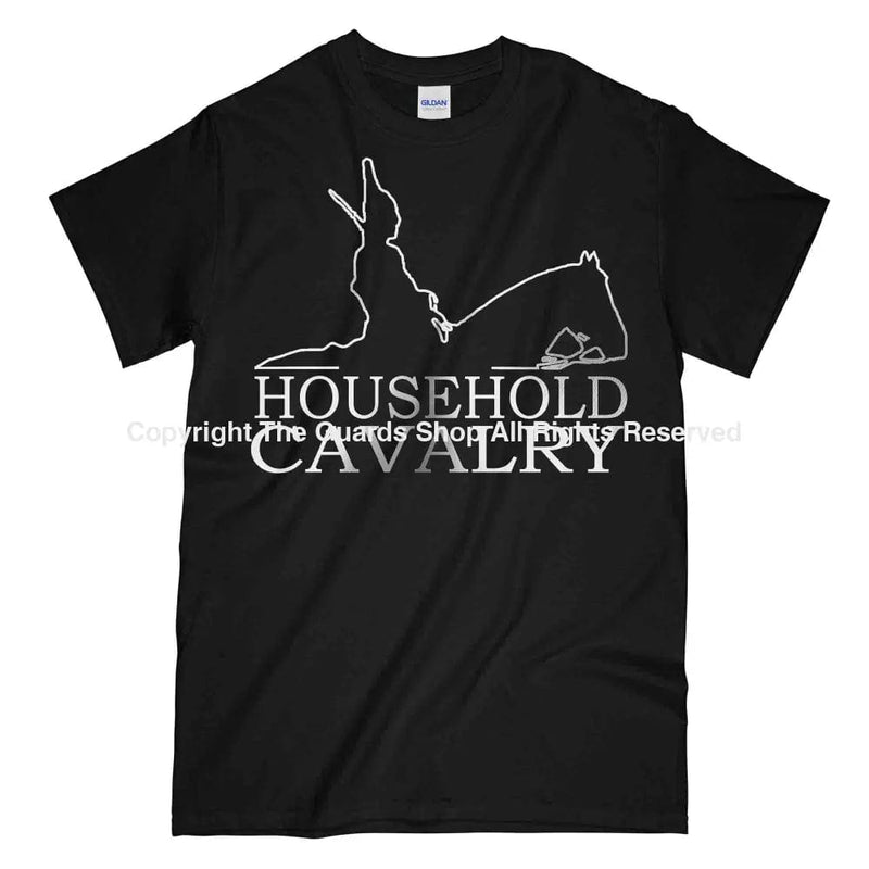 Household Cavalry Horse Guard Printed Polished Metal Affect T-Shirt Small - 34/36’ / Black