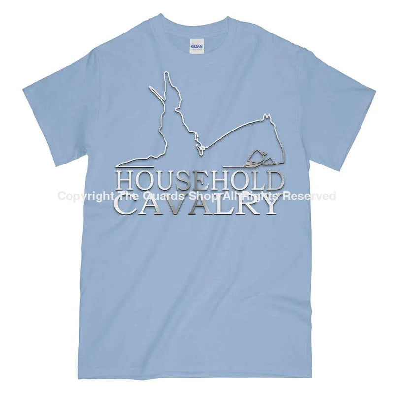 Household Cavalry Horse Guard Printed Polished Metal Affect T-Shirt Small - 34/36’ / Carolina Blue