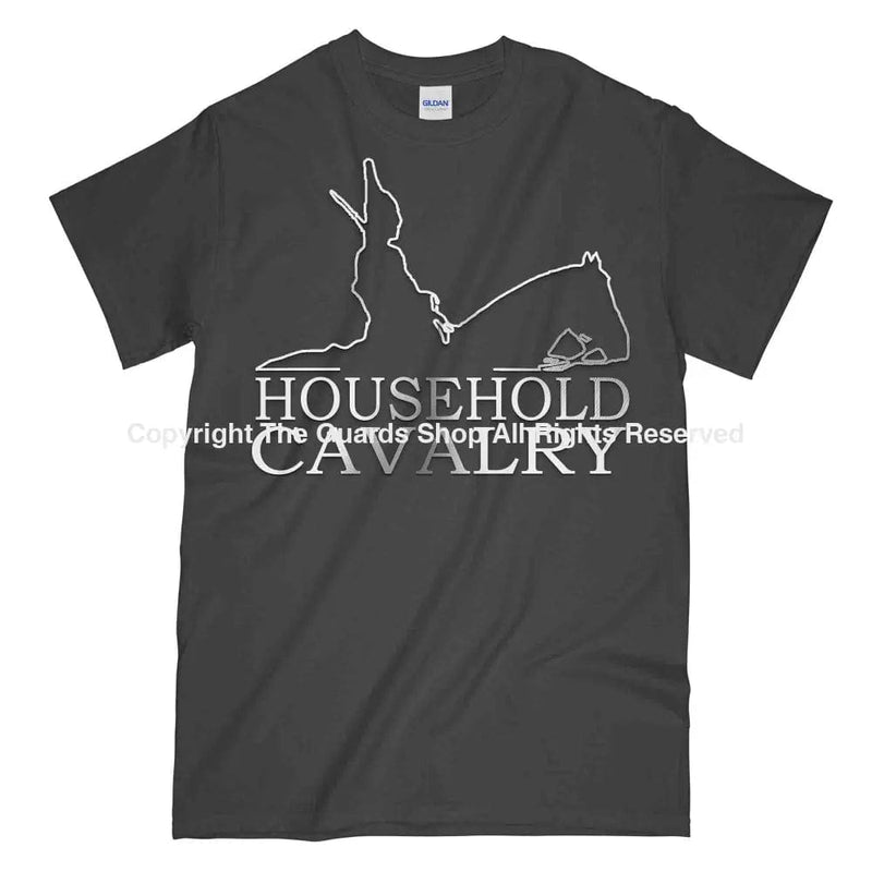Household Cavalry Horse Guard Printed Polished Metal Affect T-Shirt Small - 34/36’ / Charcoal