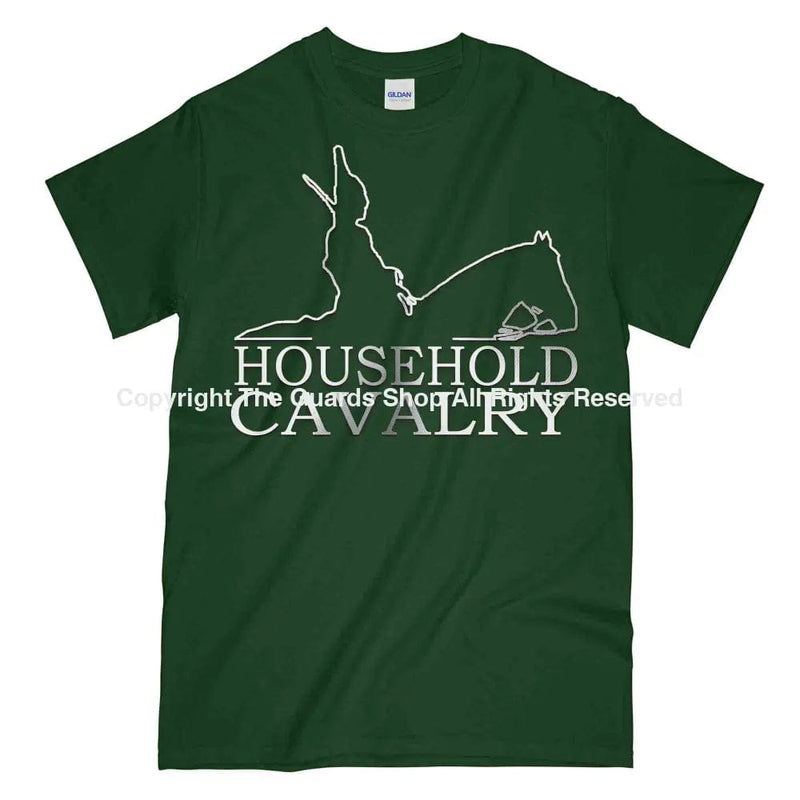 Household Cavalry Horse Guard Printed Polished Metal Affect T-Shirt Small - 34/36’ / Commando Green