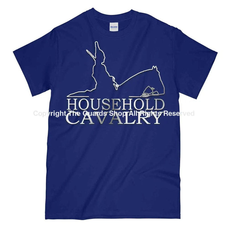 Household Cavalry Horse Guard Printed Polished Metal Affect T-Shirt Small - 34/36’ / Navy Blue