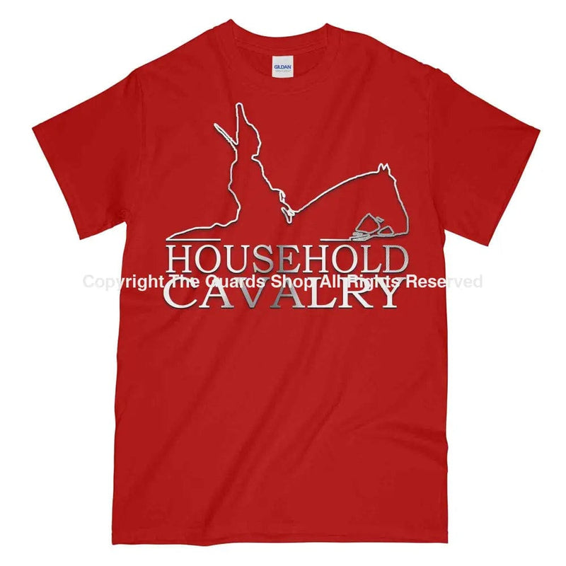 Household Cavalry Horse Guard Printed Polished Metal Affect T-Shirt Small - 34/36’ / Red