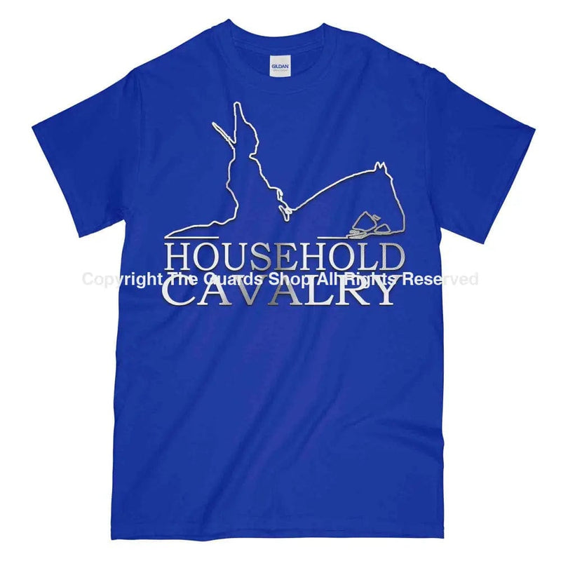 Household Cavalry Horse Guard Printed Polished Metal Affect T-Shirt Small - 34/36’ / Royal Blue