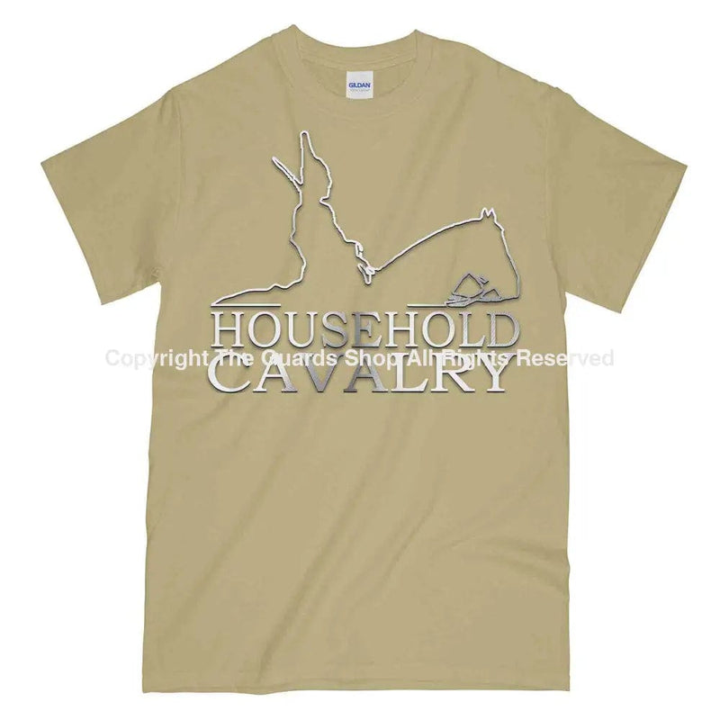 Household Cavalry Horse Guard Printed Polished Metal Affect T-Shirt Small - 34/36’ / Sand