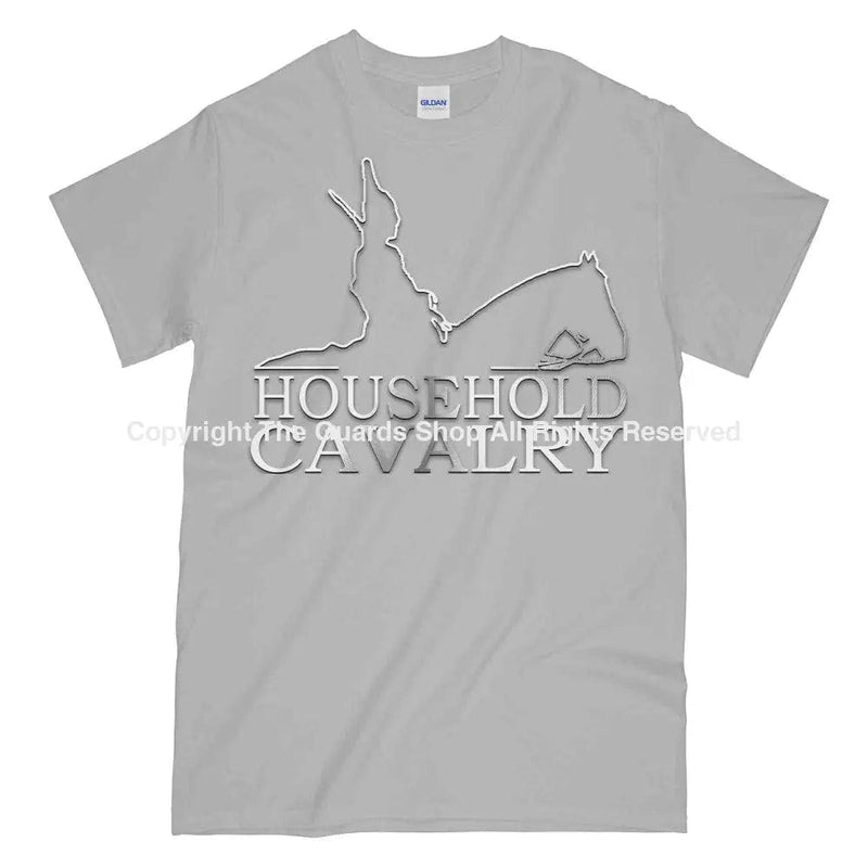 Household Cavalry Horse Guard Printed Polished Metal Affect T-Shirt Small - 34/36’ / Sports Grey