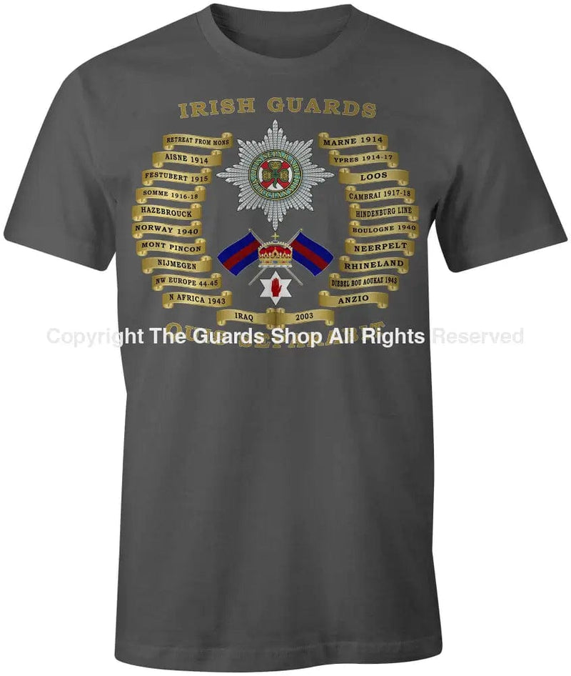 Irish Guards Battle Honours Printed T-Shirt Small - 34/36’ / Charcoal T-Shirt