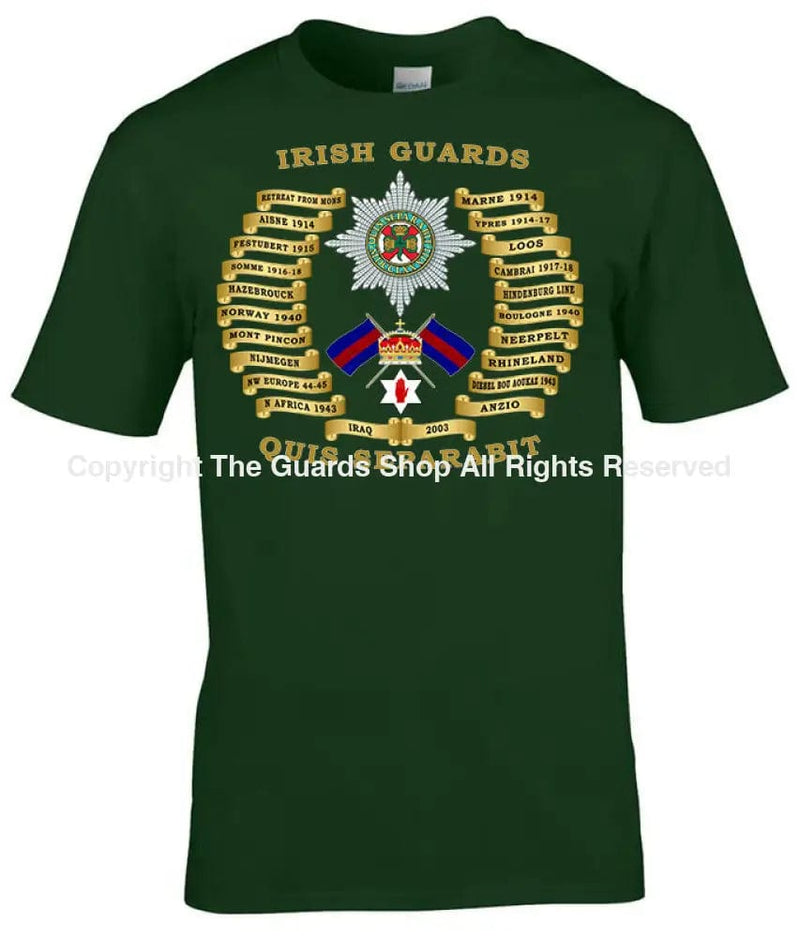 Irish Guards Battle Honours Printed T-Shirt Small - 34/36’ / Commando Green T-Shirt