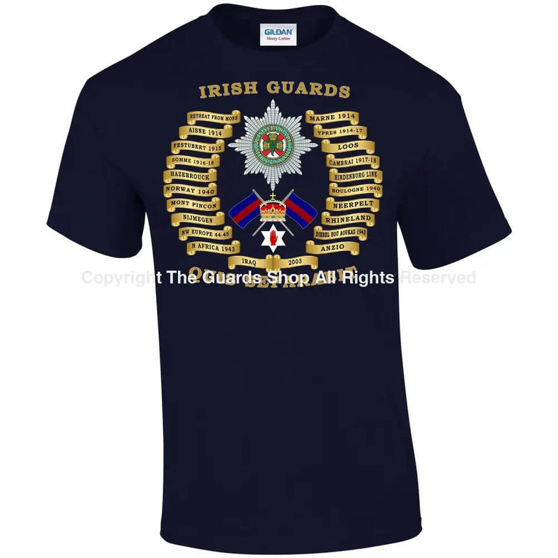 Irish Guards Battle Honours Printed T-Shirt Small - 34/36’ / Navy Blue T-Shirt