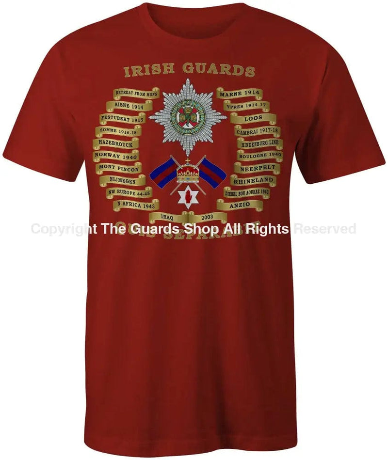 Irish Guards Battle Honours Printed T-Shirt Small - 34/36’ / Red T-Shirt