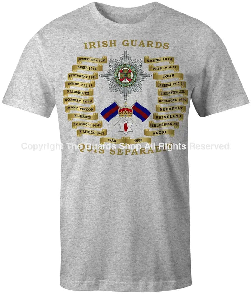 Irish Guards Battle Honours Printed T-Shirt Small - 34/36’ / Sports Grey T-Shirt