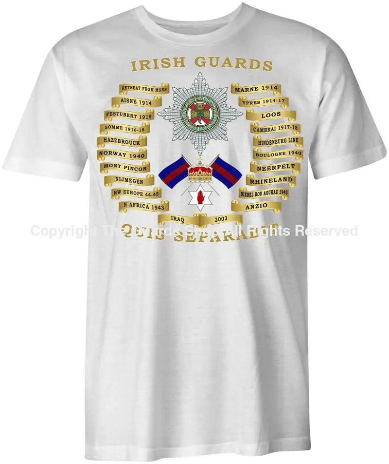 Irish Guards Battle Honours Printed T-Shirt Small - 34/36’ / White T-Shirt