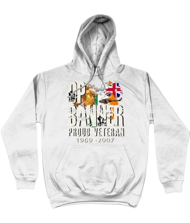 Op Banner Proud Veteran Front Printed Hoodie Xs - 34 Inch Chest / Arctic White Hoodie (Armed Forces)