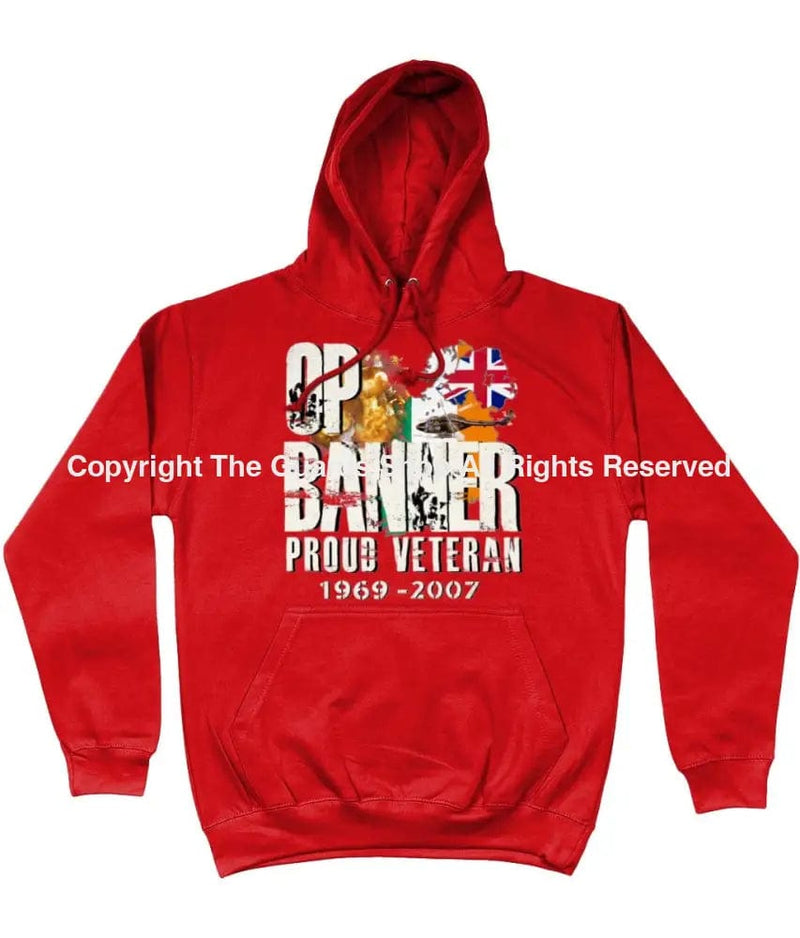 Op Banner Proud Veteran Front Printed Hoodie Xs - 34 Inch Chest / Fire Red Hoodie (Armed Forces)