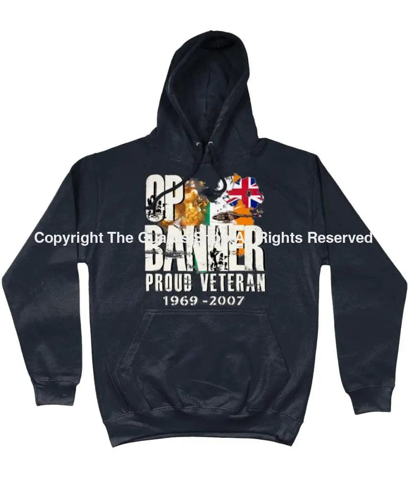 Op Banner Proud Veteran Front Printed Hoodie Xs - 34 Inch Chest / New French Navy Hoodie (Armed
