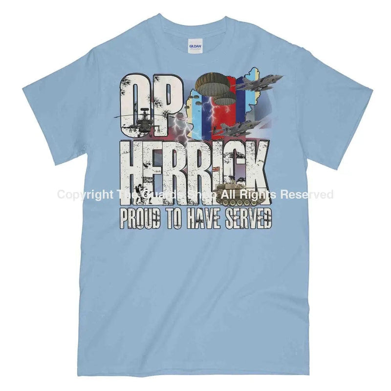 Op Herrick Afghanistan War Veteran Printed T-Shirt Small 34/36’ / Carolina Blue