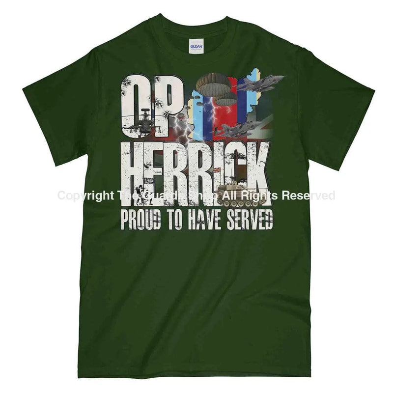 Op Herrick Afghanistan War Veteran Printed T-Shirt Small 34/36’ / Commando Green