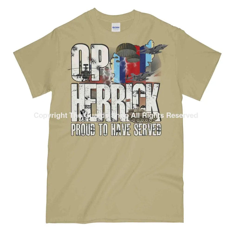 Op Herrick Afghanistan War Veteran Printed T-Shirt Small 34/36’ / Sand