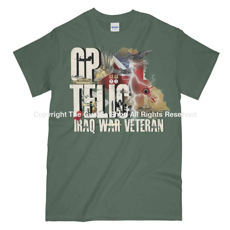 Op Telic Iraq War Veteran Printed T-Shirt Small 34/36’ / Military Green