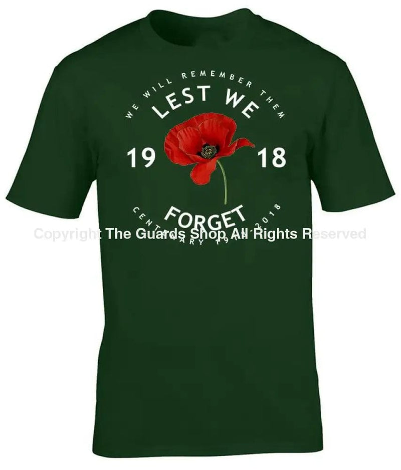 Poppy Lest We Forget Centenary Printed T-Shirt Small - 34/36’ / Commando Green T-Shirt