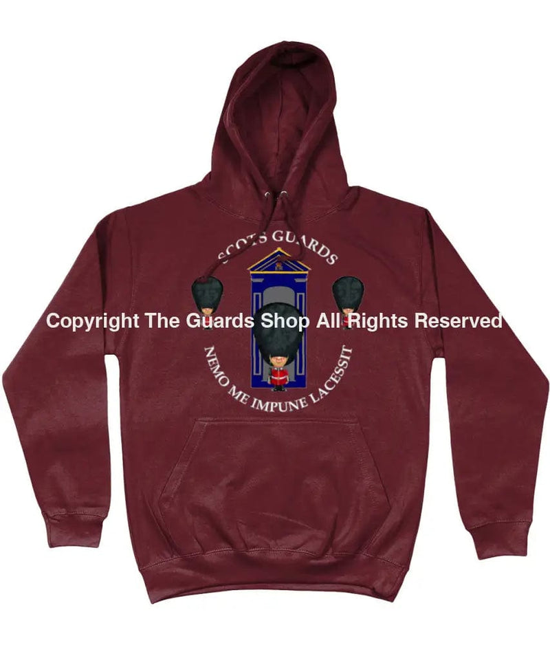 Scots Guards On Sentry Front Printed Hoodie Xs - 34 Inch Chest / Burgundy (Armed Forces)