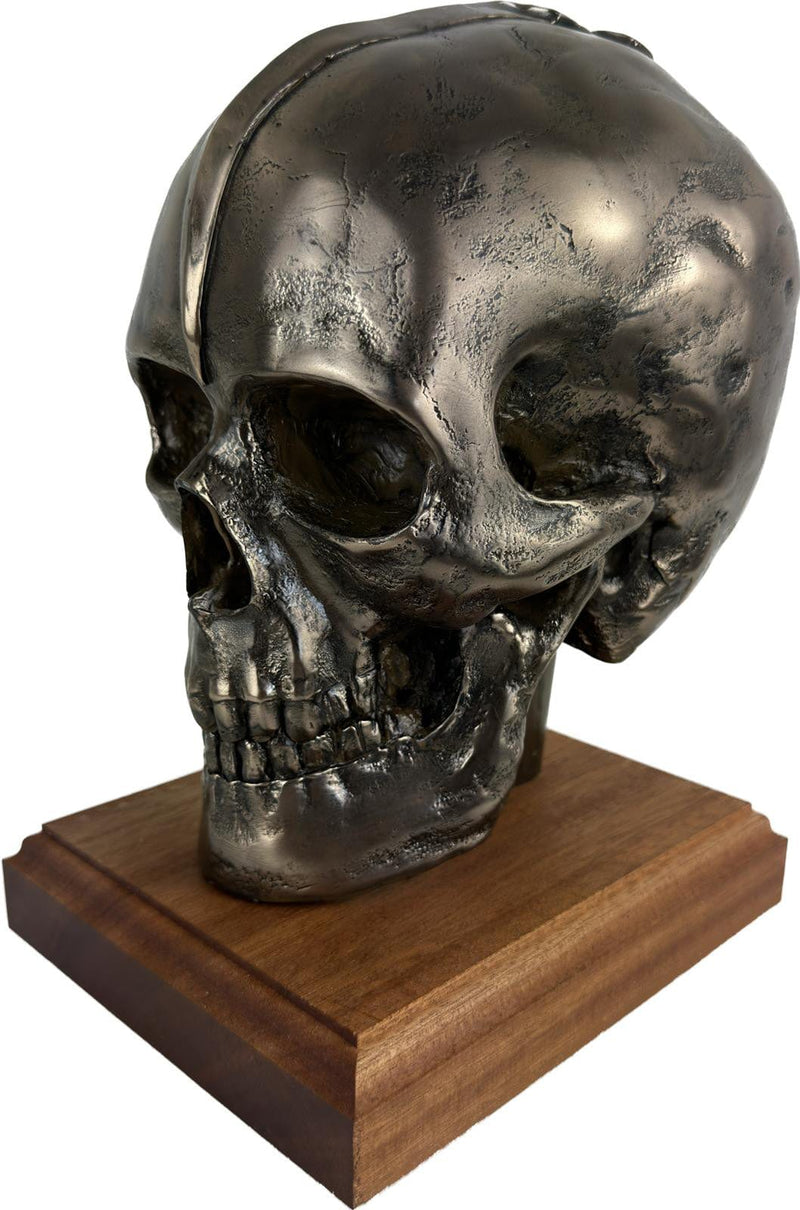 Life Size Skull Beret Hat Holder Cold Cast Bronze Statue Sculpture