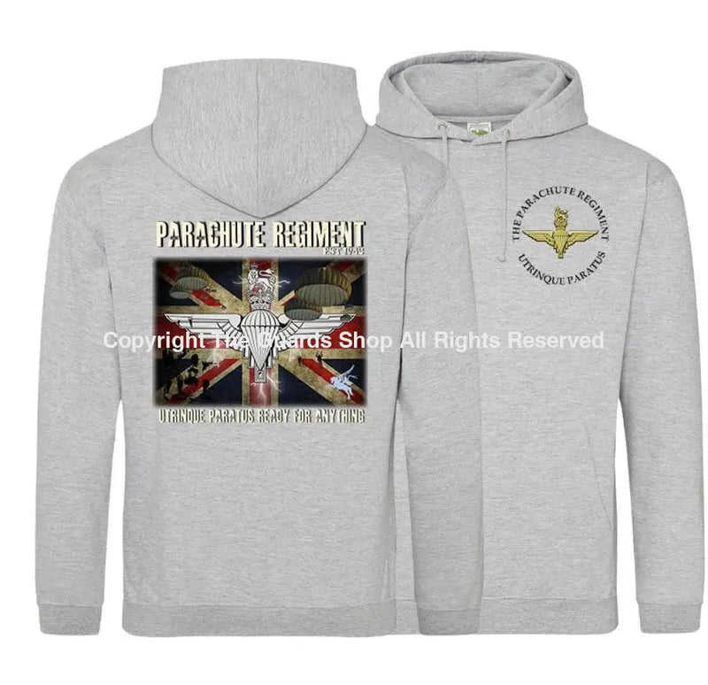 The Paras ’Ready For Anything’ Double Side Printed Hoodie Xs - 34 Inch Chest / Heather Grey