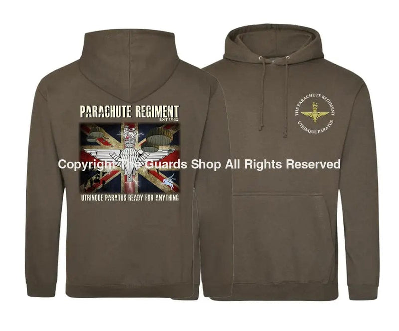 The Paras ’Ready For Anything’ Double Side Printed Hoodie Xs - 34 Inch Chest / Olive Green