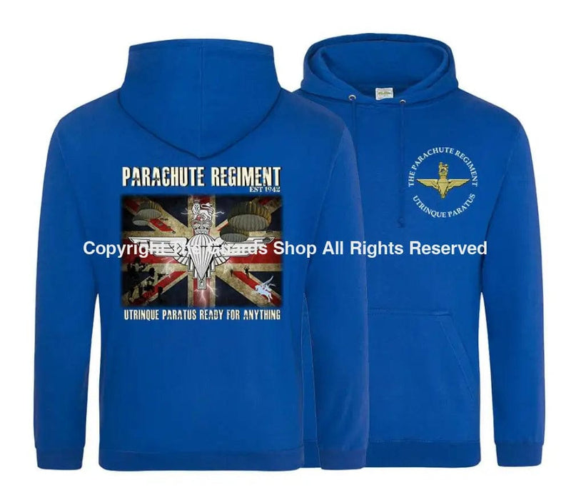 The Paras ’Ready For Anything’ Double Side Printed Hoodie Xs - 34 Inch Chest / Royal Blue