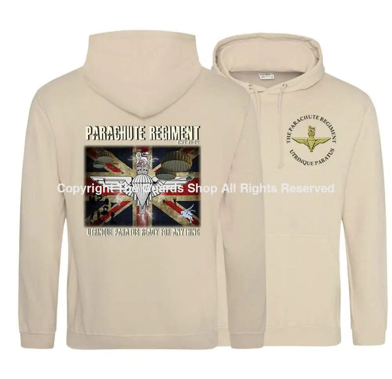 The Paras ’Ready For Anything’ Double Side Printed Hoodie Xs - 34 Inch Chest / Sand (Armed Forces)