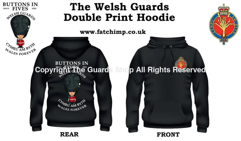 WELSH GUARDS Buttons In Five's Double Side Printed Hoodie