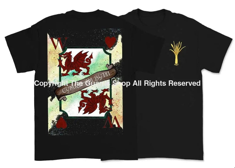 WALES FOREVER Playing Card Art Double Side Printed T-Shirt