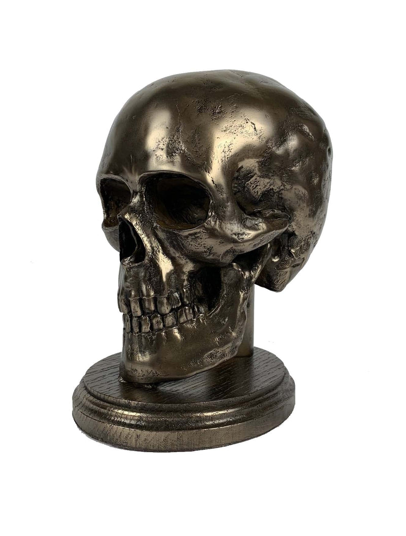 Life Size Skull Beret Hat Holder Cold Cast Bronze Statue Sculpture