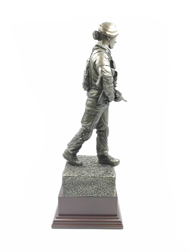Female British Soldier on Patrol Cold cast Bronze Statue