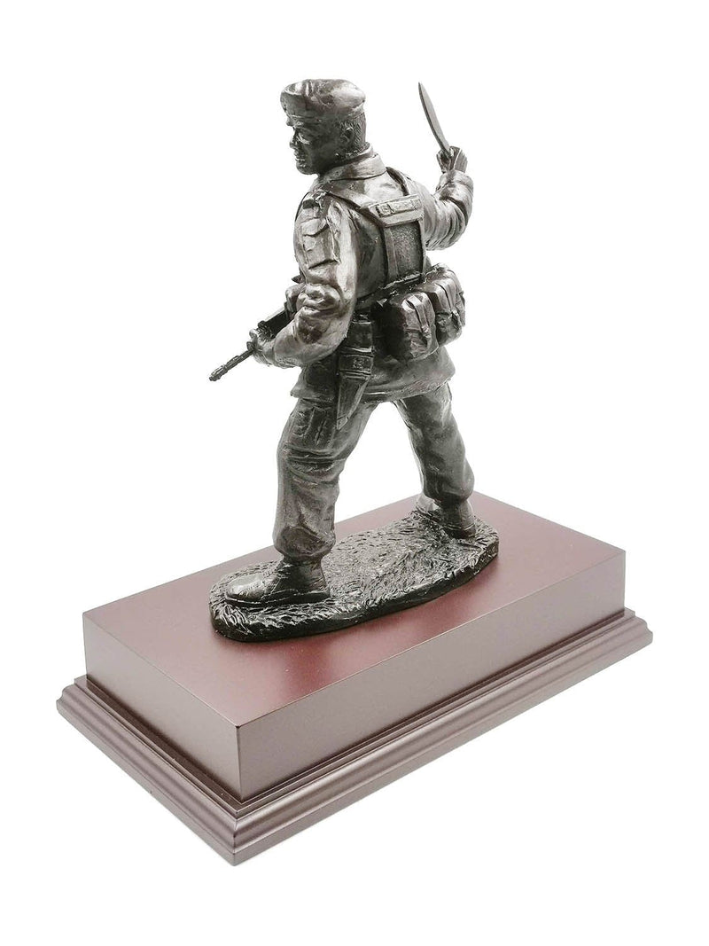 Gurkha British Soldier with SA80 and Machete Cold Cast Bronze Figurine